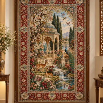 تابلو فرش دستباف طرح عمارت ارغوان